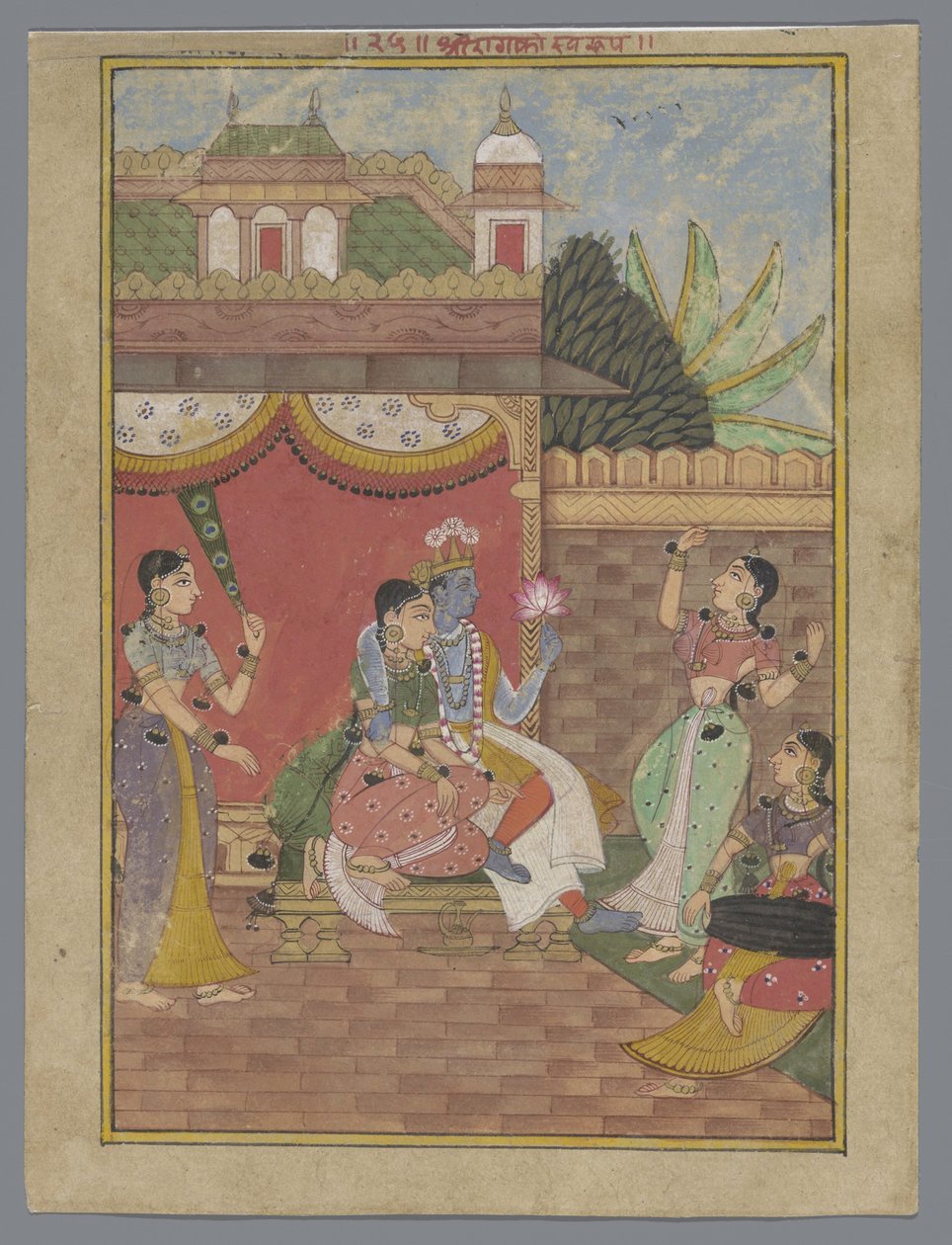 Radha a Krishna v paláci (Ragamala) od Anonymous