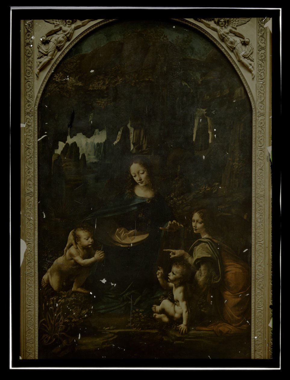 Reprodukce Leonarda da Vinciho, Panna na skalách, Louvre od Anonymous