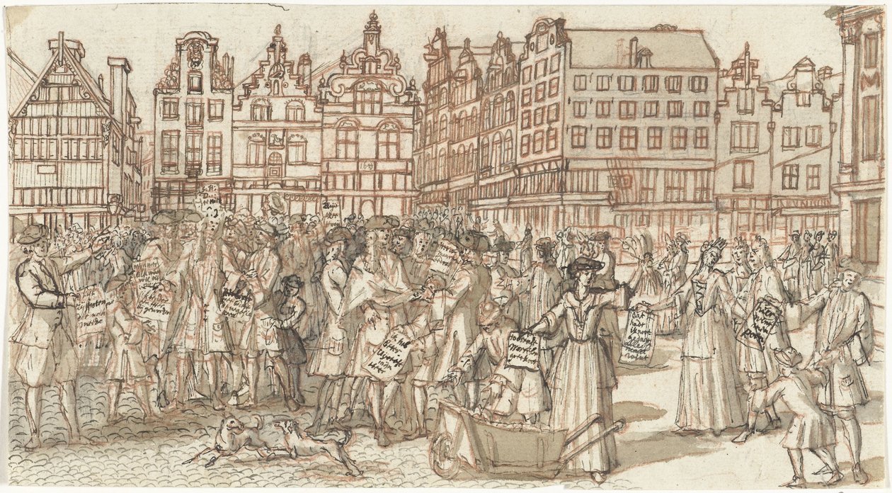Věřitel a obchodník s chudobou, 1720 The Great Scene of Folly (název série) od Anonymous