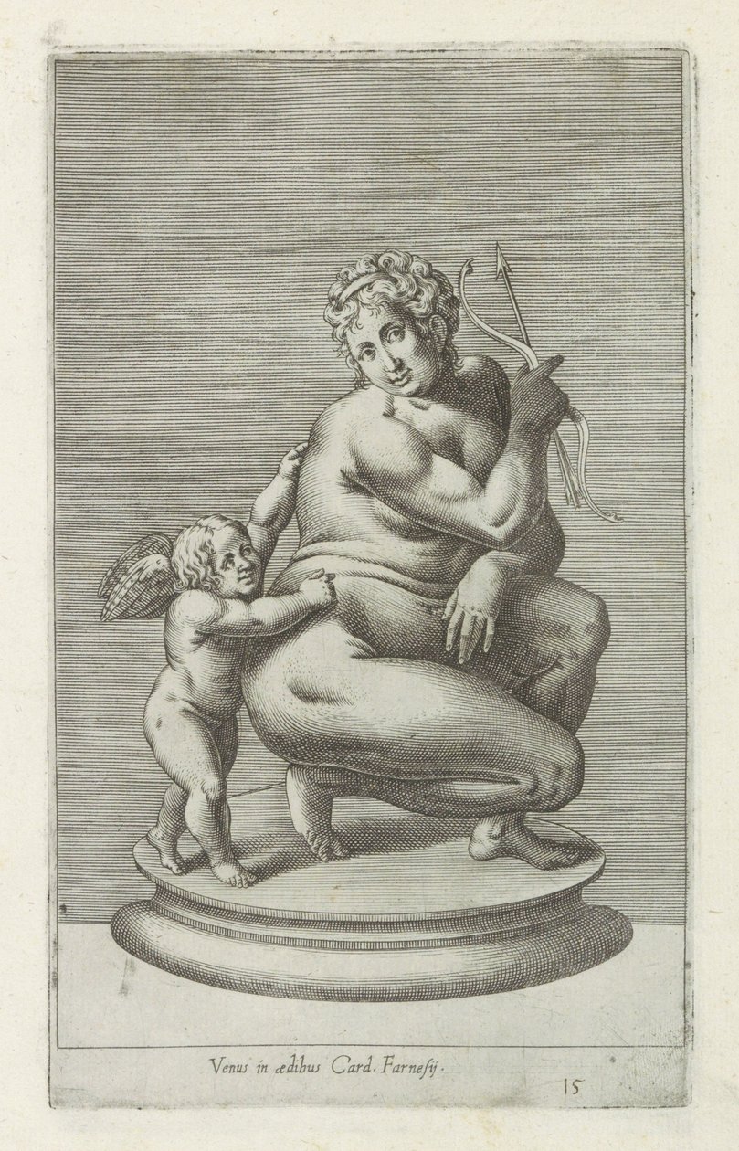 Sochařka van Venus en Amor Venuše v domě kard. Farnesii (název na objektu) Starožitné sochy v Římě (název série) Ikony starověkých soch města Říma, které jsou vidět na veřejných místech (název série) od Anonymous