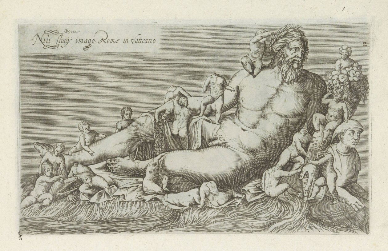 Sochařství van de rivier de Nijl Obraz Říma ve Vatikánu plný Nilu (název na objektu) Starožitné sochy v Římě (název série) Ikony starověkých soch města Říma, které jsou vidět na veřejných místech (název série) od Anonymous