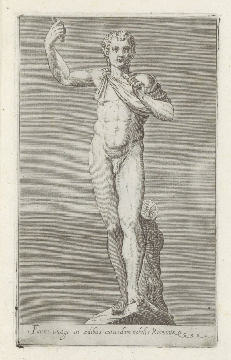 Sochař van een faun Obrázek fauna v domě římského šlechtice (titul na předmětu) Starožitné sochy v Římě (název série) Ikony starověkých soch města Říma, které jsou vidět na veřejných místech (název série) od Anonymous