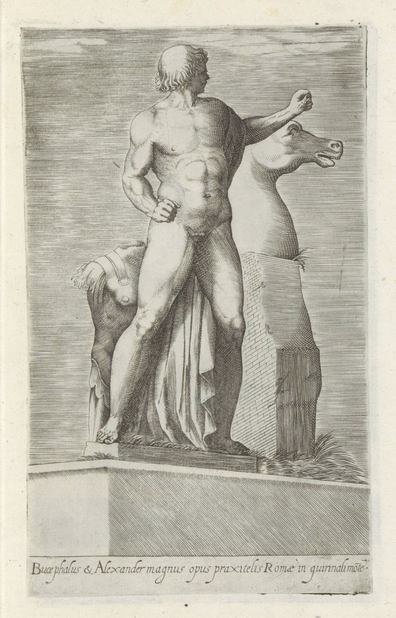 Sochař van een van de Dioscuren op het Quirinaal te Rome Bucephalus & Alexander skvělé dílo (...) (název na objektu) Starožitné sochy v Římě (název série) Ikony starověkých soch města Říma, které jsou vidět na veřejných místech (název série) od Anonymous