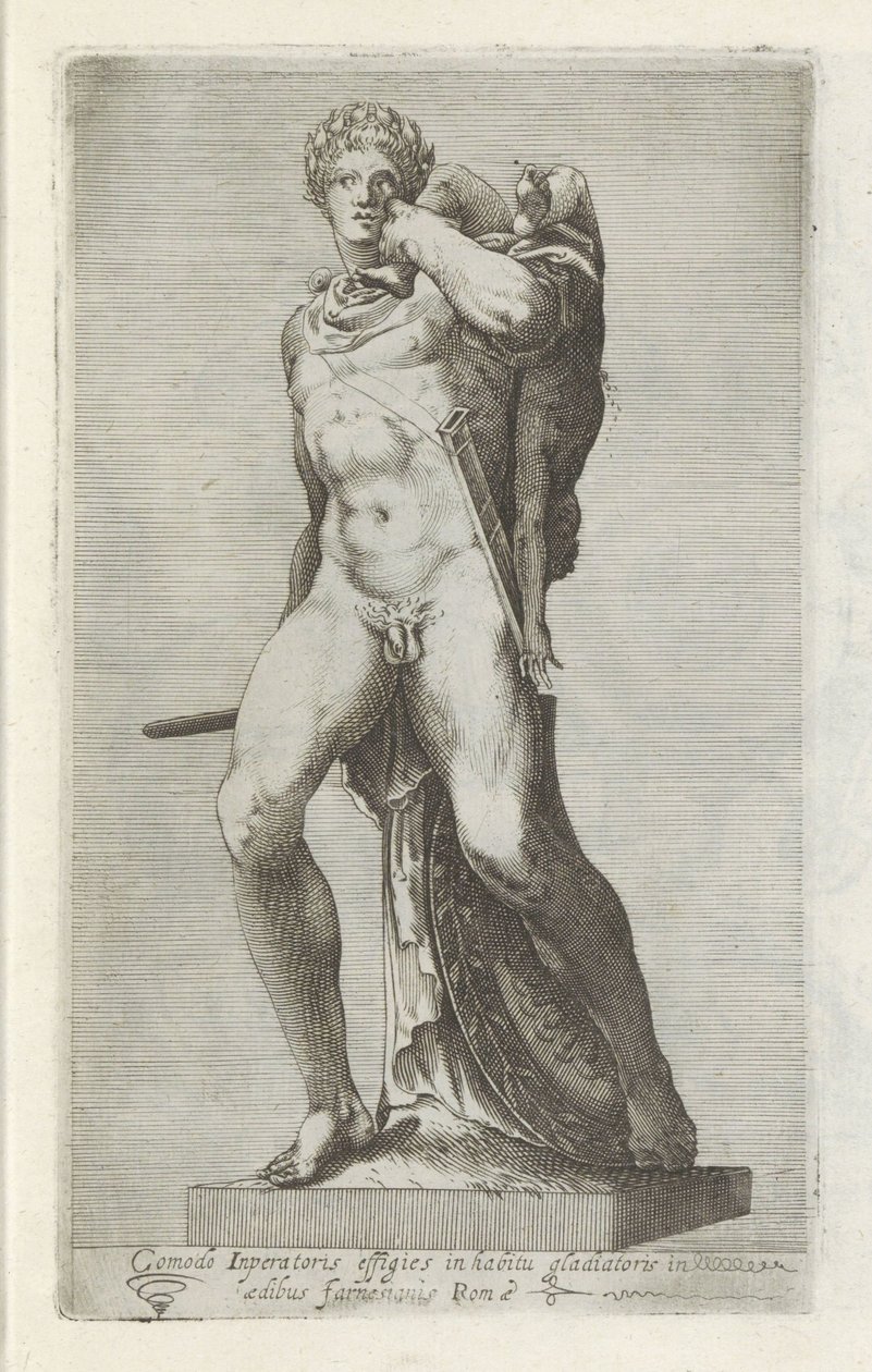 Sochařský van keizer Commodus jako gladiátor Pohodlný portrét císaře v kostýmu gladiátora (...) (titul na předmětu) Starožitné sochy v Římě (název série) Ikony starověkých soch města Říma, které jsou vidět na veřejných místech (název série) od Anonymous