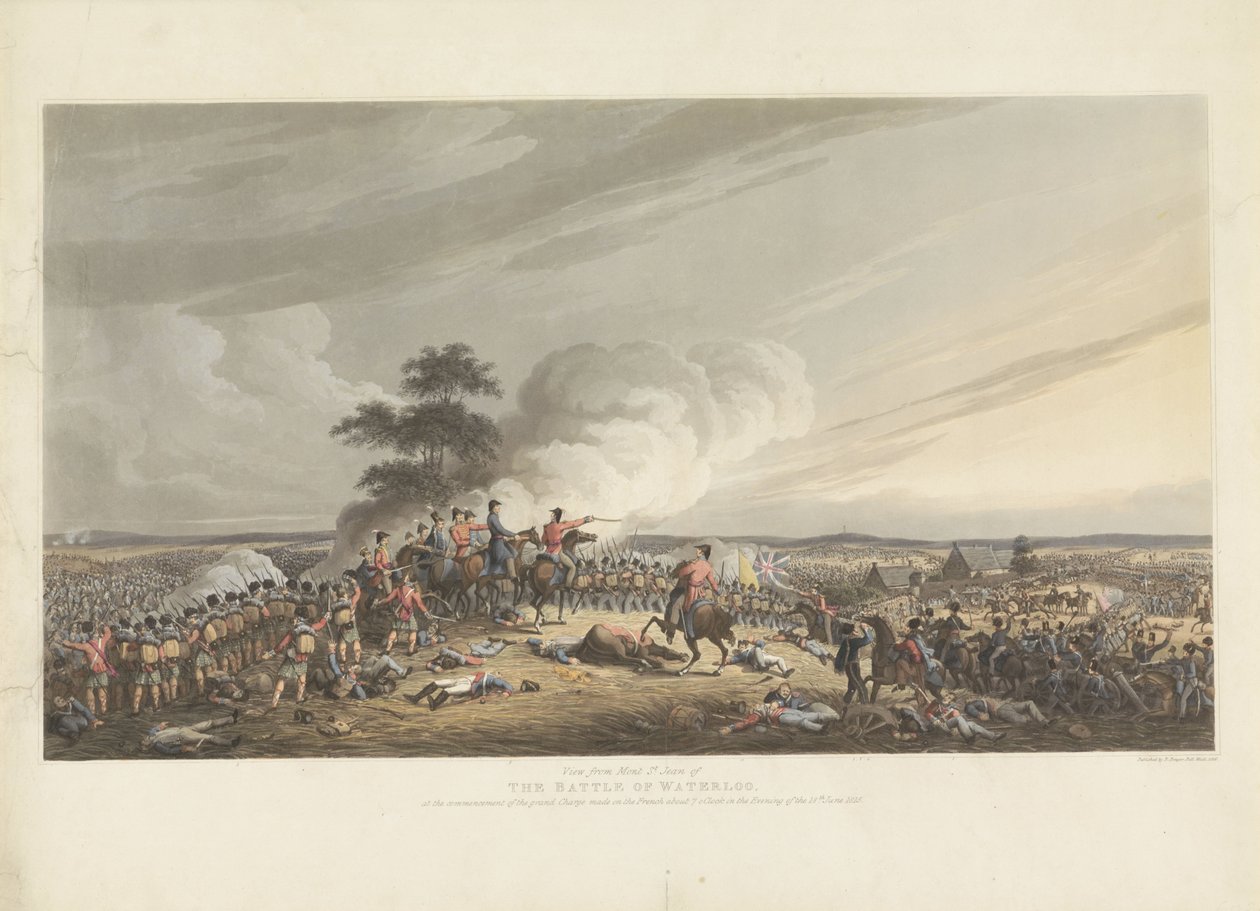 Struska bij Waterloo, 1815 Pohled z Mont St. Jean z bitvy u Waterloo, při zahájení velkého útoku na Francouze kolem 7. hodiny večer 18. června 1815 (název na předmětu) od Anonymous