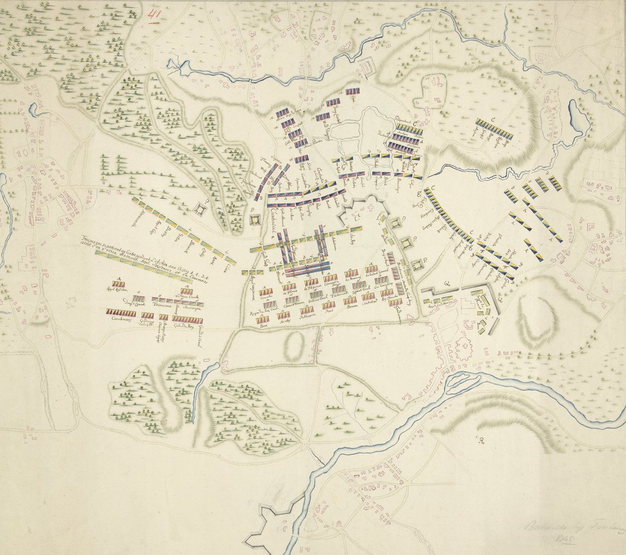 Bitevní řády v bitvě u Fontenoy, 1745 od Anonymous