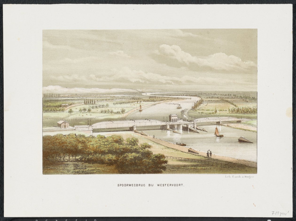 Železniční most ve Westervoortu, 1846 Železniční most ve Westervoortu (název na objektu) Hlavní železniční mosty v Nizozemsku (název série) od Anonymous
