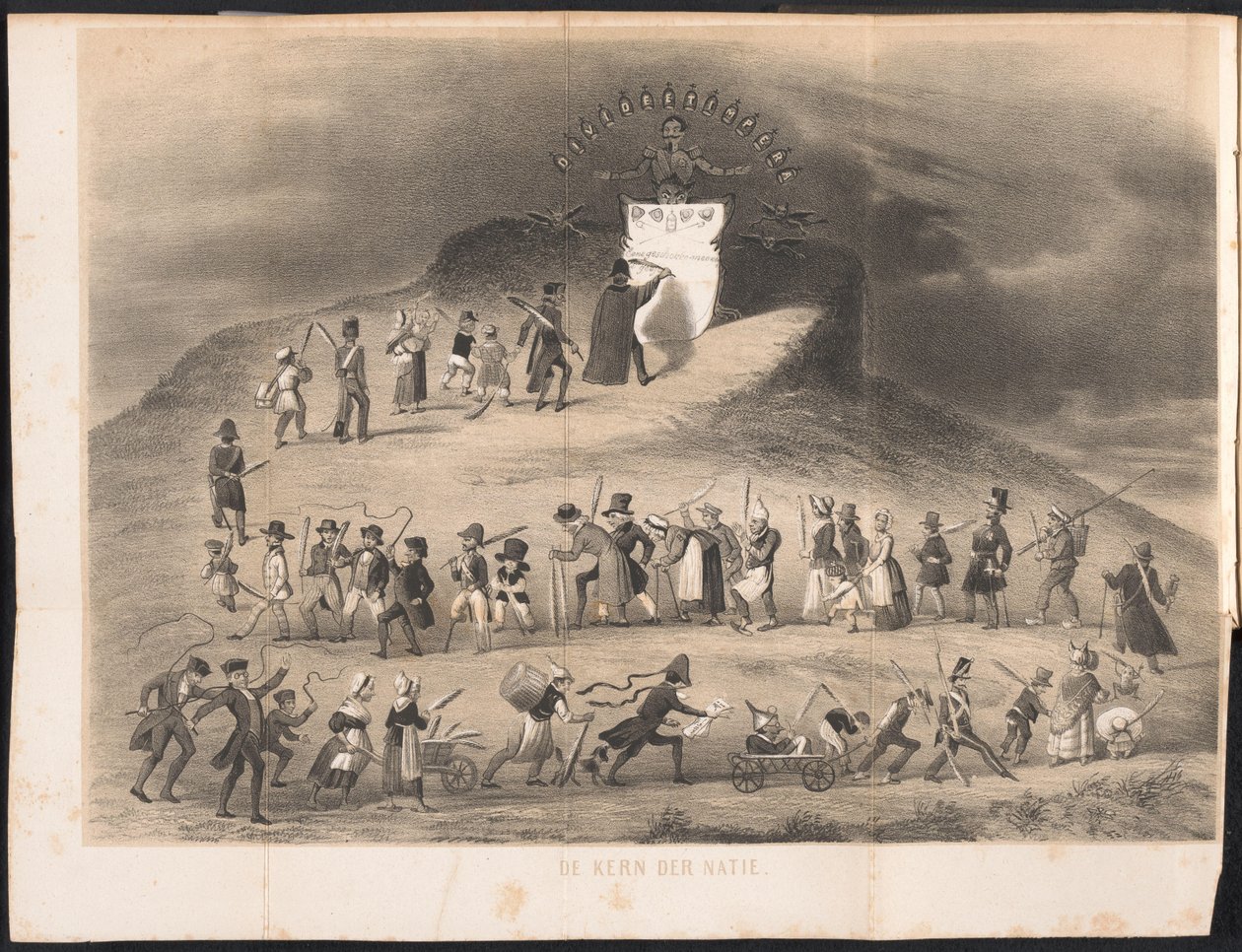 Karikatura ve studentském almanachu v Leidenu, 1854 Jádro národa (název na objektu) od Anonymous