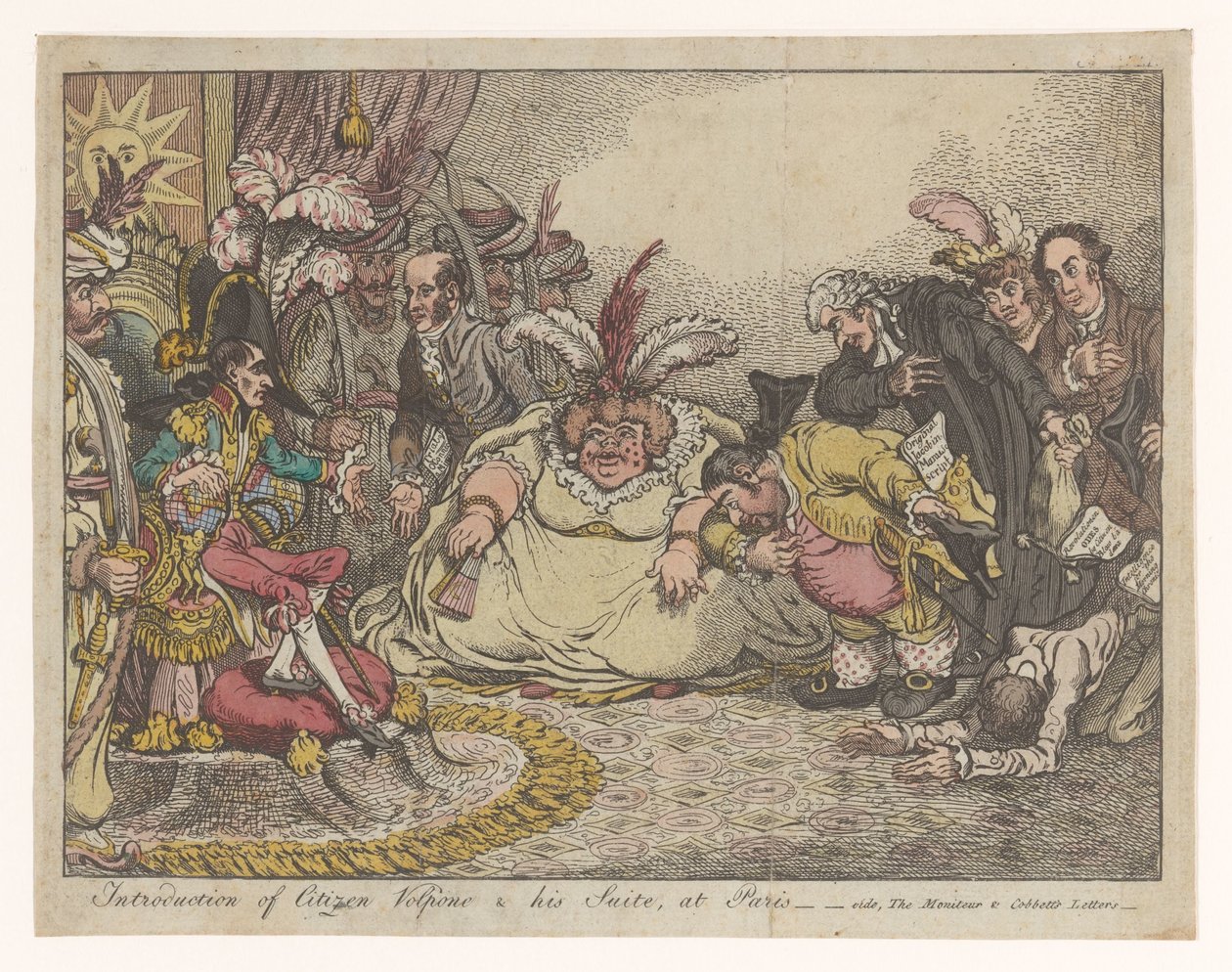 Spotprent se setkal s Napoleonem ve Fox, 1802 Představení Občana Volpona a jeho apartmá v Paříži - vide, The Moniteu & Cobbett