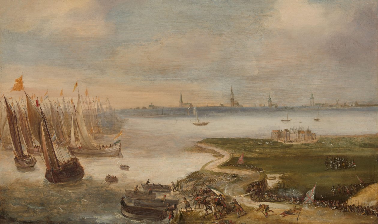 Holandská porážka u Blokkersdijk, poblíž Antverp, 1605 od Anonymous