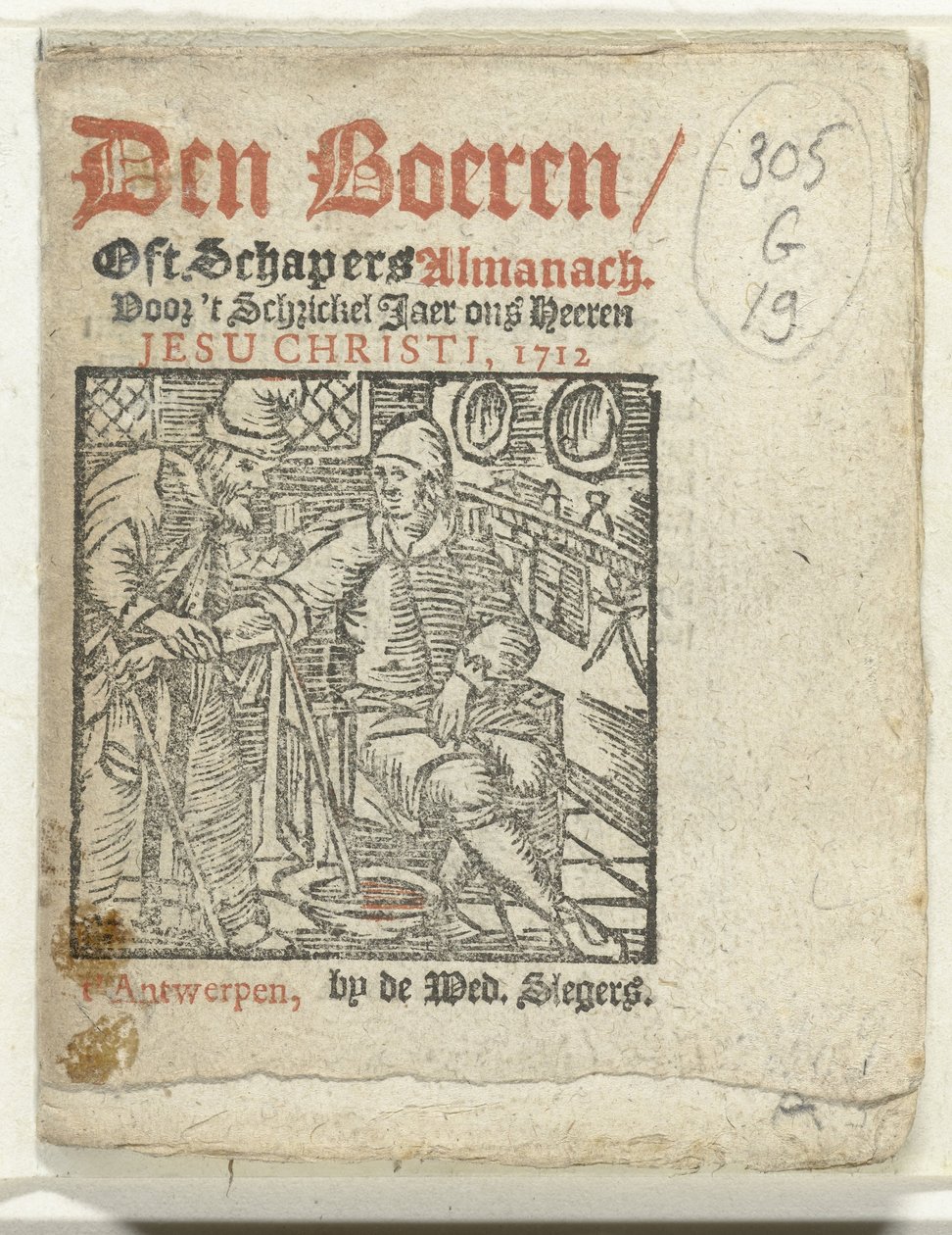Titulní strana pro: Den Boeren / Oft Schapers Almanach Voor 
