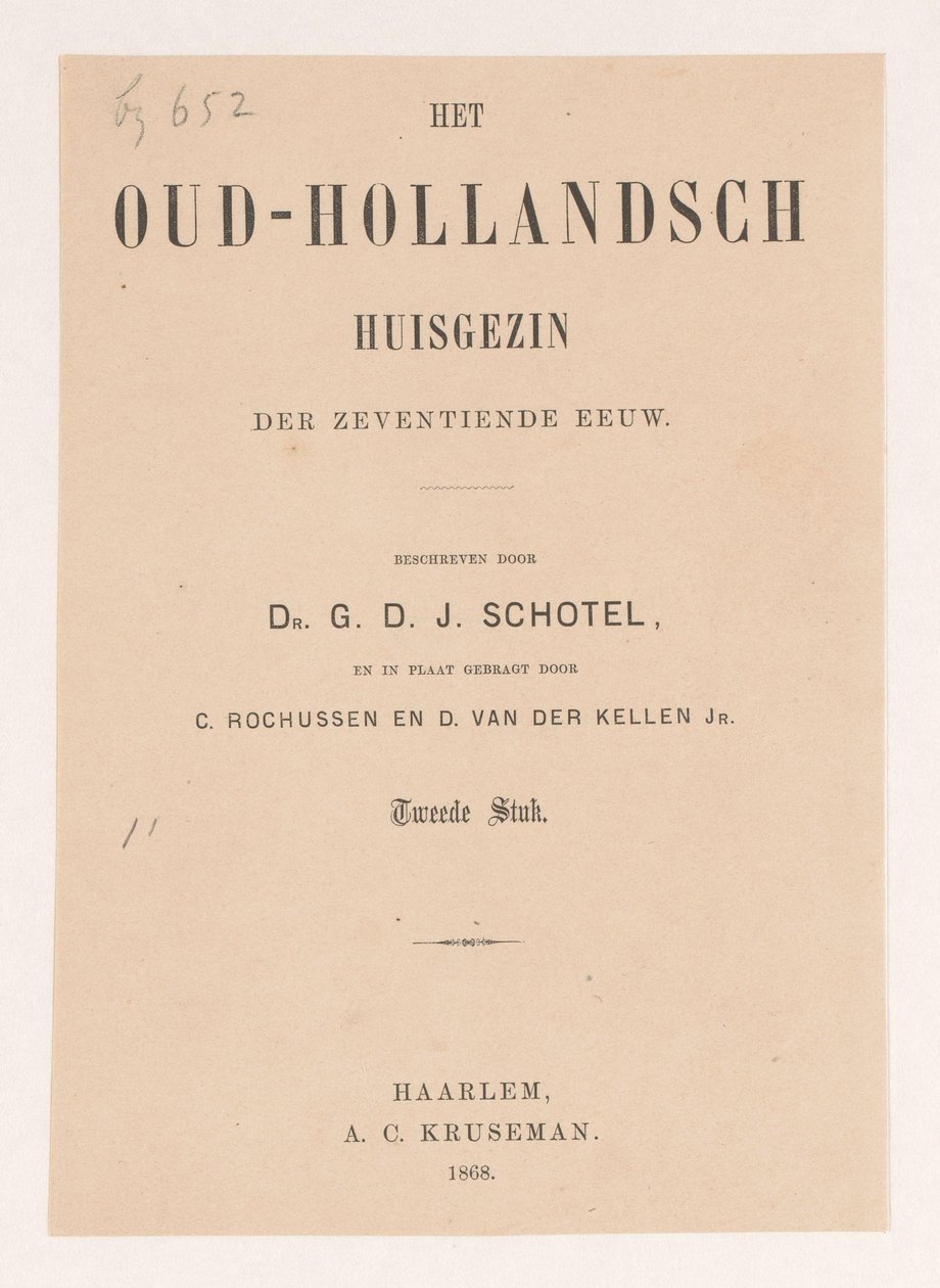 Titulní strana pro: Gillis Dyonisius Jacobus Schotel, The Old Dutch Household, Second Piece, 1868 od Anonymous