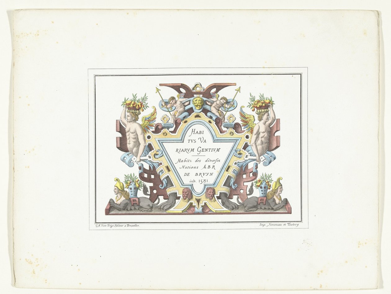 Titelprent voor de serie kostuumprenten ve faksimile Habitus Variarum Gentium Habitus Variarum Gentium / Habitz des divers Nations Abr De Bruyn inv. 1581 (název na objektu) od Anonymous