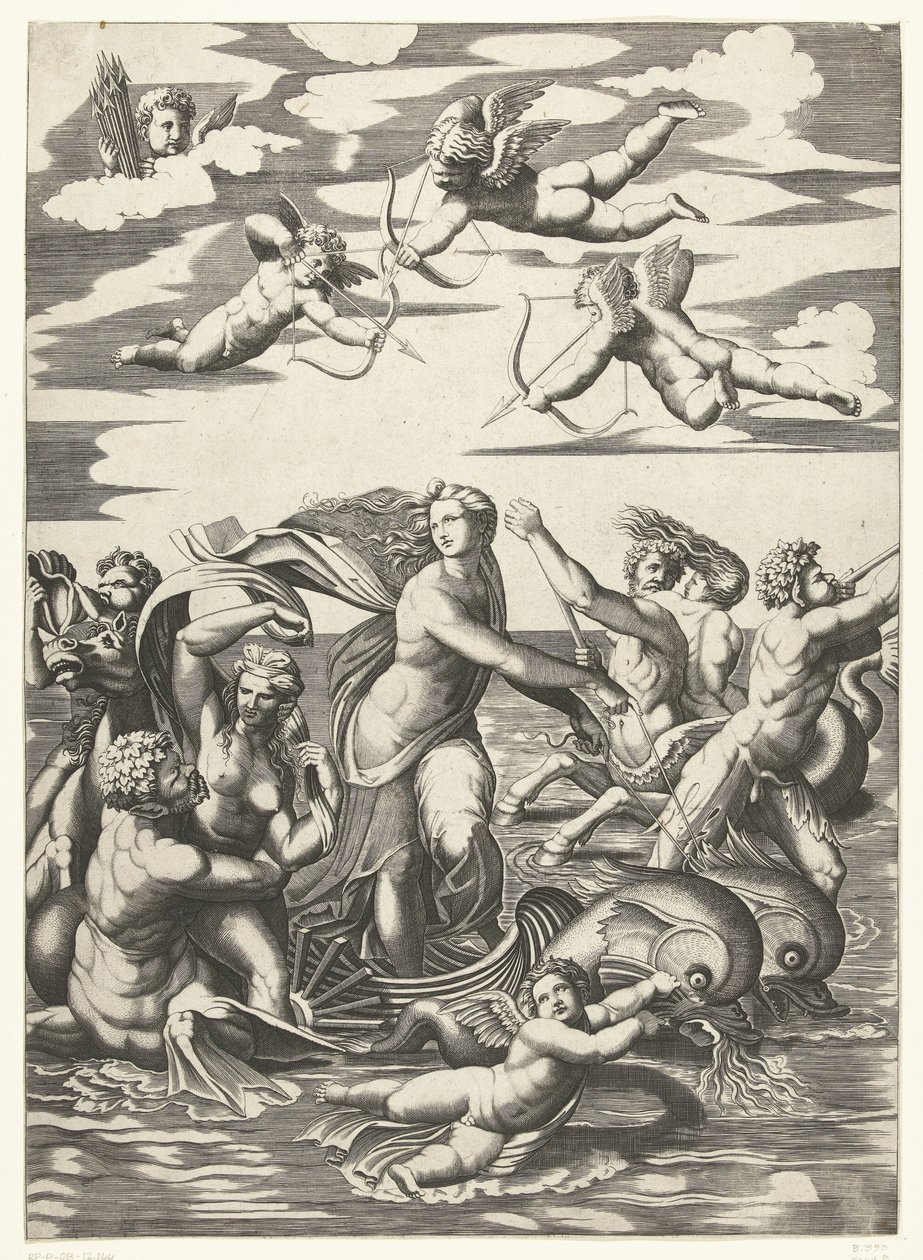 Triomf van Galatea se setkal s tritony v nereïden v putti od Anonymous