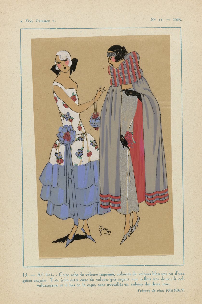 Velmi pařížský, 1923, č. 11: 15. - AU BAL. - Tyto sametové šaty... od Anonymous
