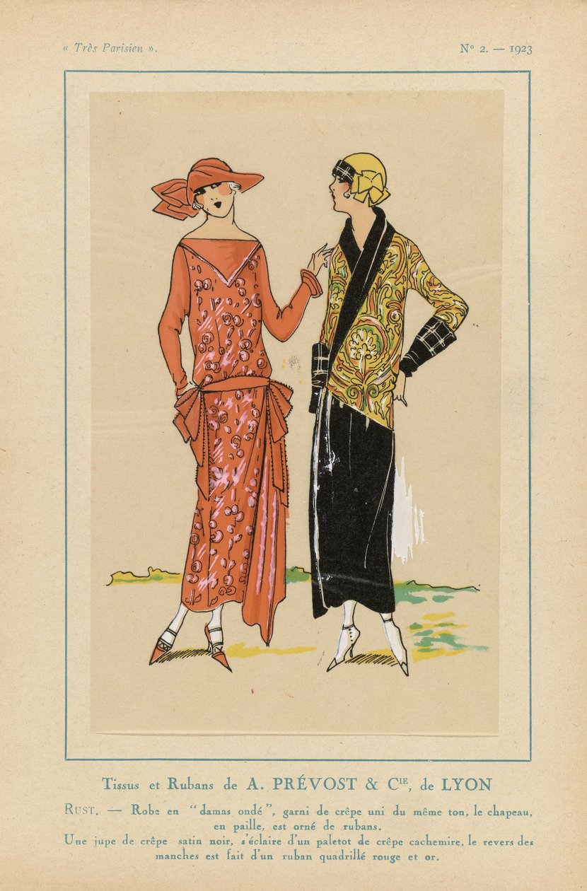 Velmi pařížský, 1923, č. 2: Látky a stuhy od A. PRÉVOST & CIE ... od Anonymous