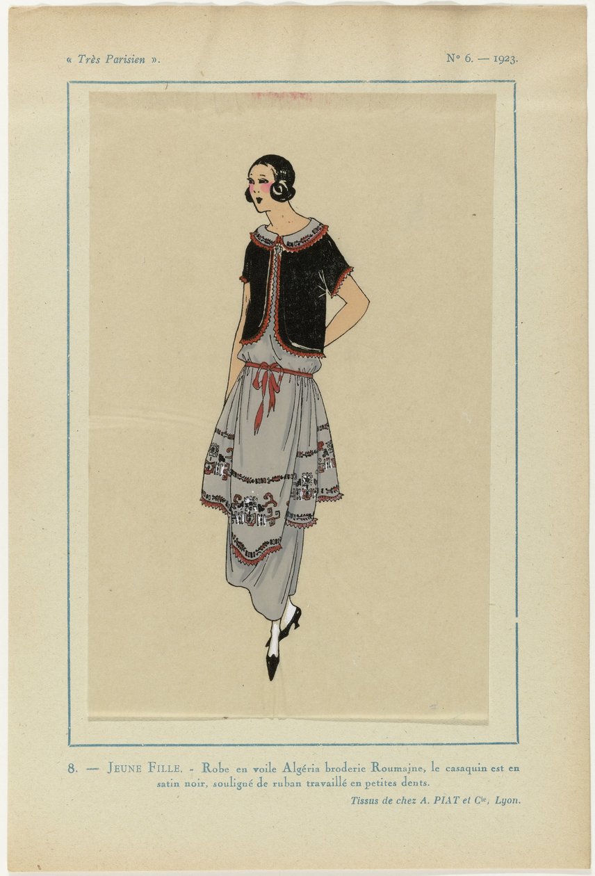 Velmi pařížský, 1923, č. 6: 8. MLADÁ DÍVKA. - Alžírské závojové šaty... od Anonymous