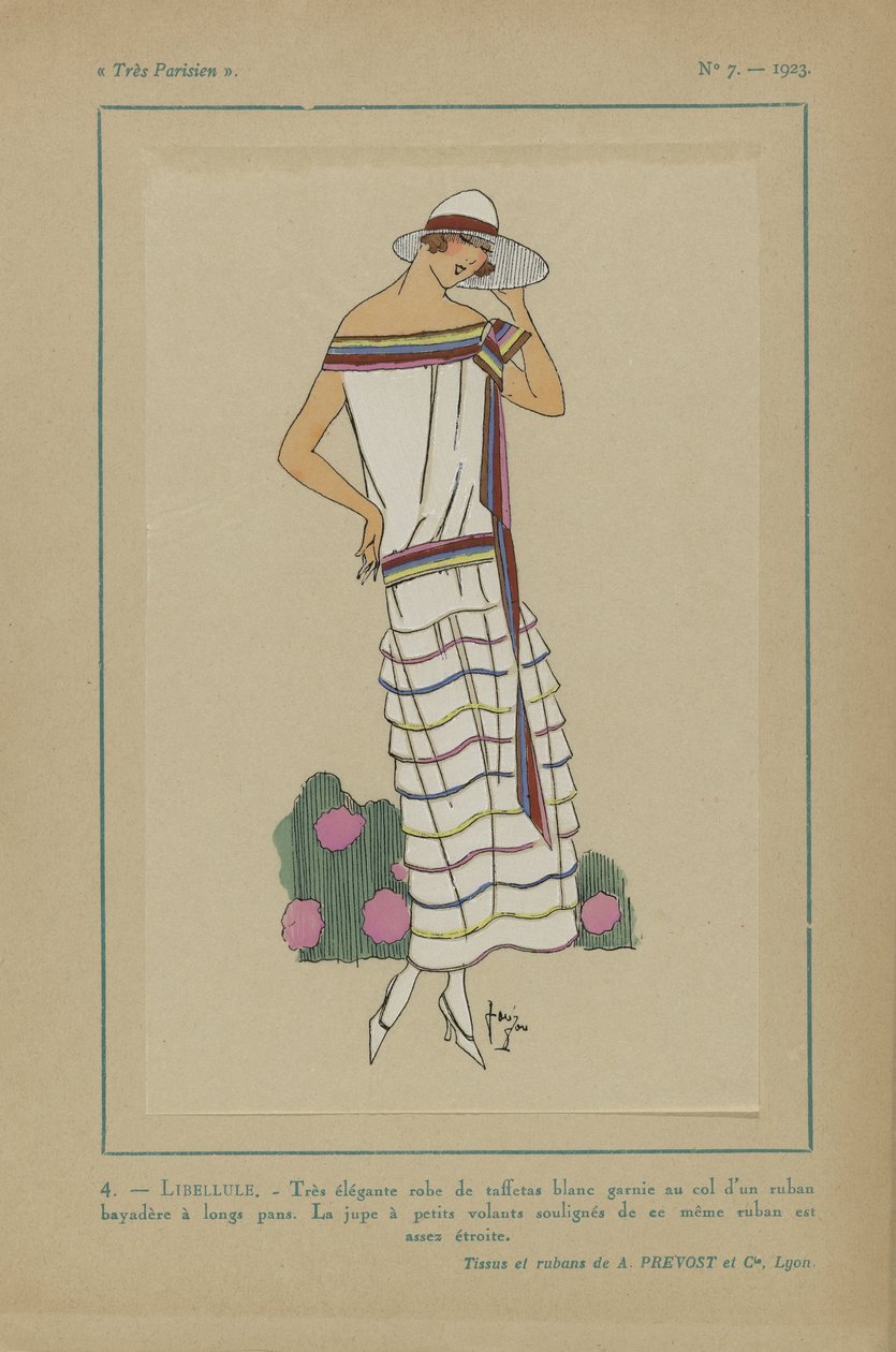 Velmi pařížský, 1923, č. 7: 4.- VÁŽKA. - Velmi elegantní taftové šaty... od Anonymous