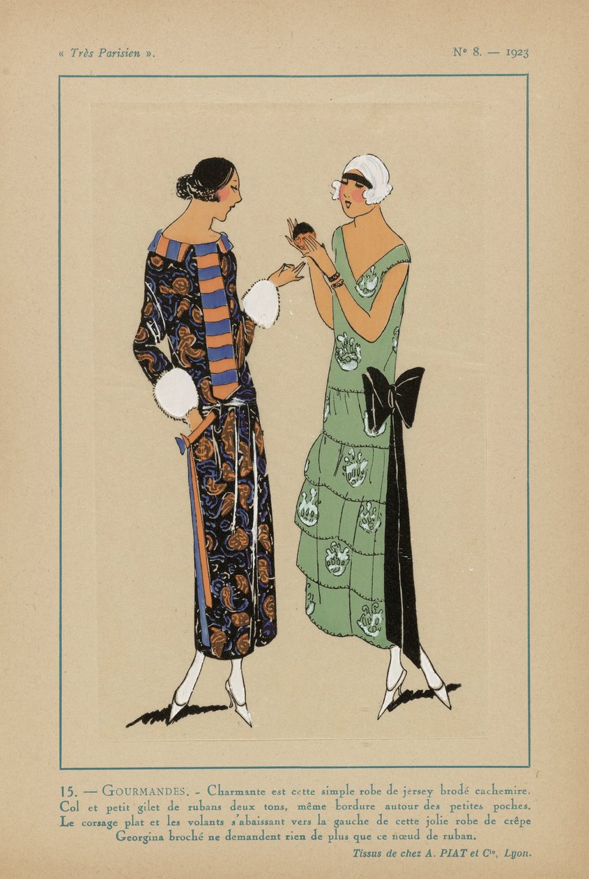 Velmi pařížský, 1923, č. 8: 15.- GURMANDISES. - Okouzlující jsou tyto jednoduché šaty... od Anonymous
