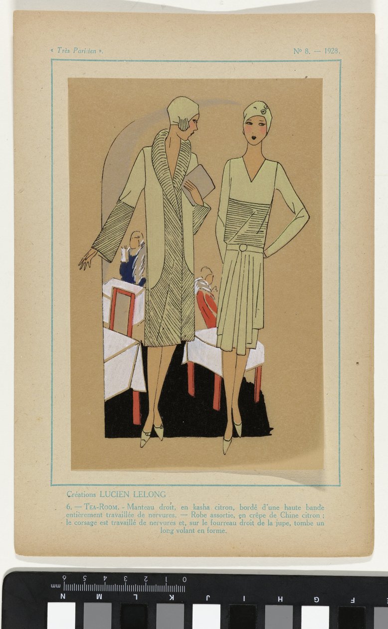 Velmi pařížský, 1928, č. 8: Výtvory LUCIEN LELONG / 6. - ČAJOVNA... od Anonymous