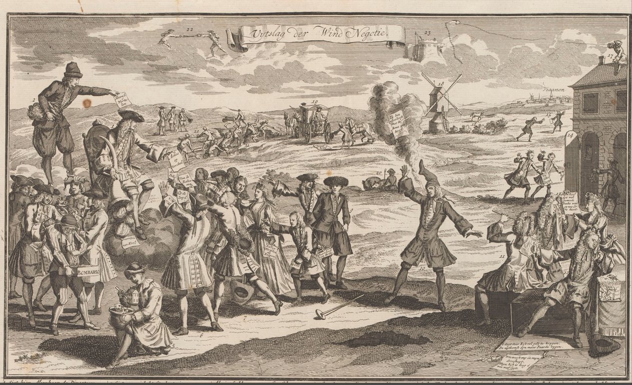Výsledek obchodu s větrem, 1720 Uytslag der Wind Negotie (název na objektu) The Great Scene of Folly (název série) od Anonymous