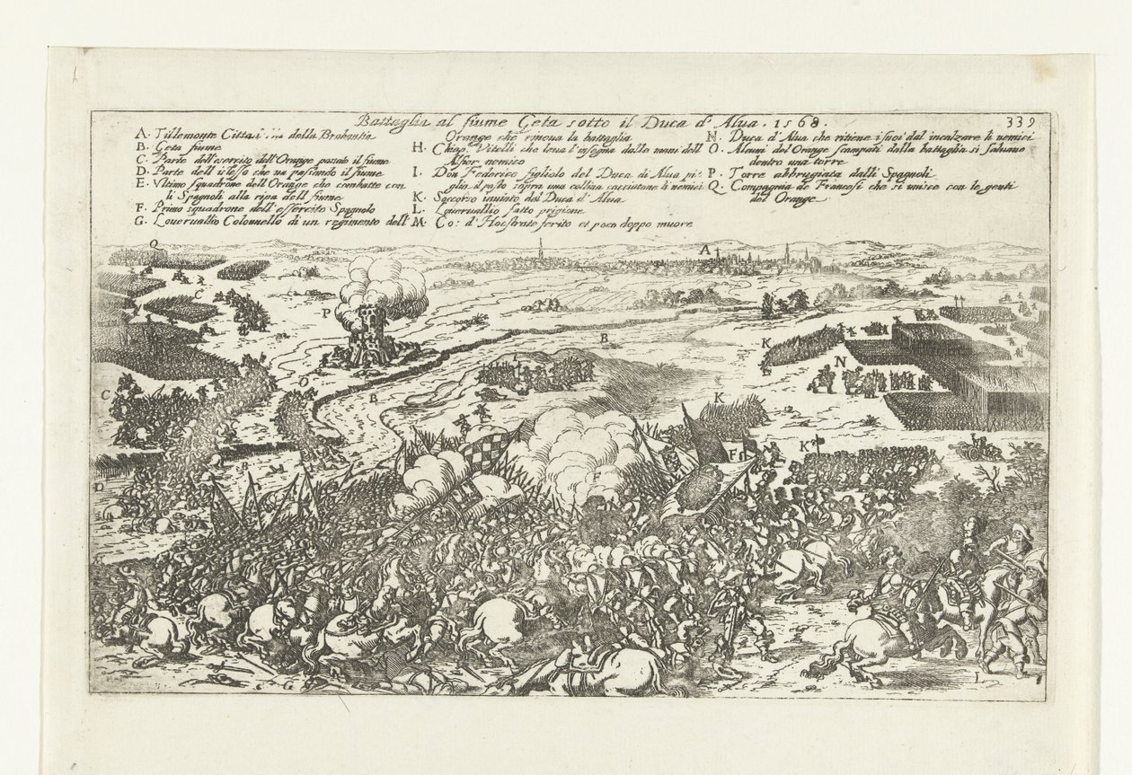 Veldslag aan de rivier de Gete, 1568 Bitva u řeky Geta pod vévodou z Alvy. 1568 (název na objektu) od Anonymous