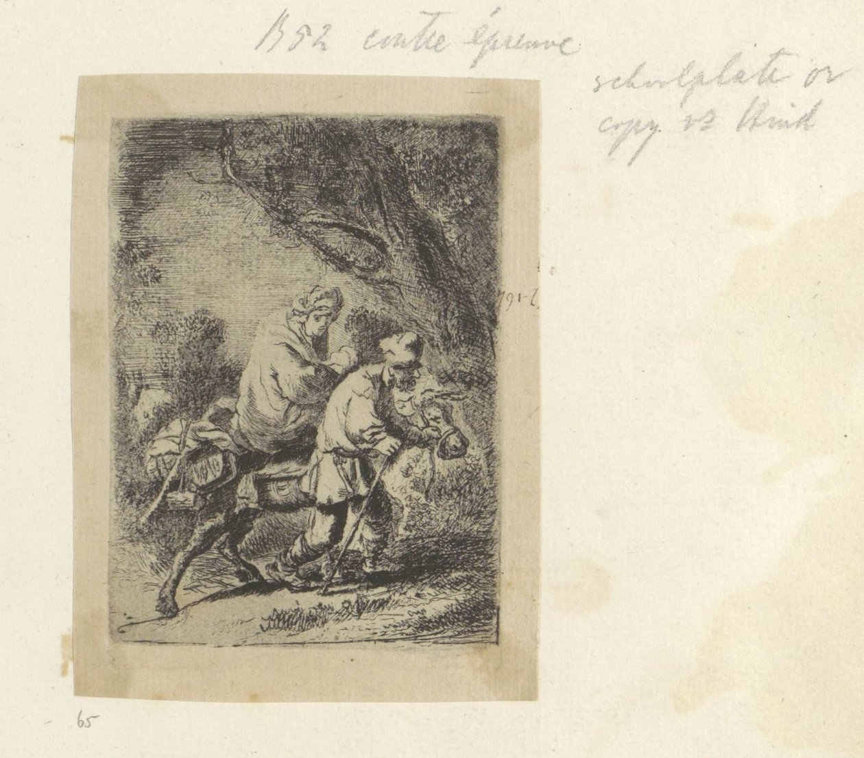 Let do Egypta: Small Plate Recueil de Rembrandt od H. L. Basana, 1807/1808, 65 (124) (název série) Recueil de quatre-vingt-cinq estampes originales (název série) od Anonymous