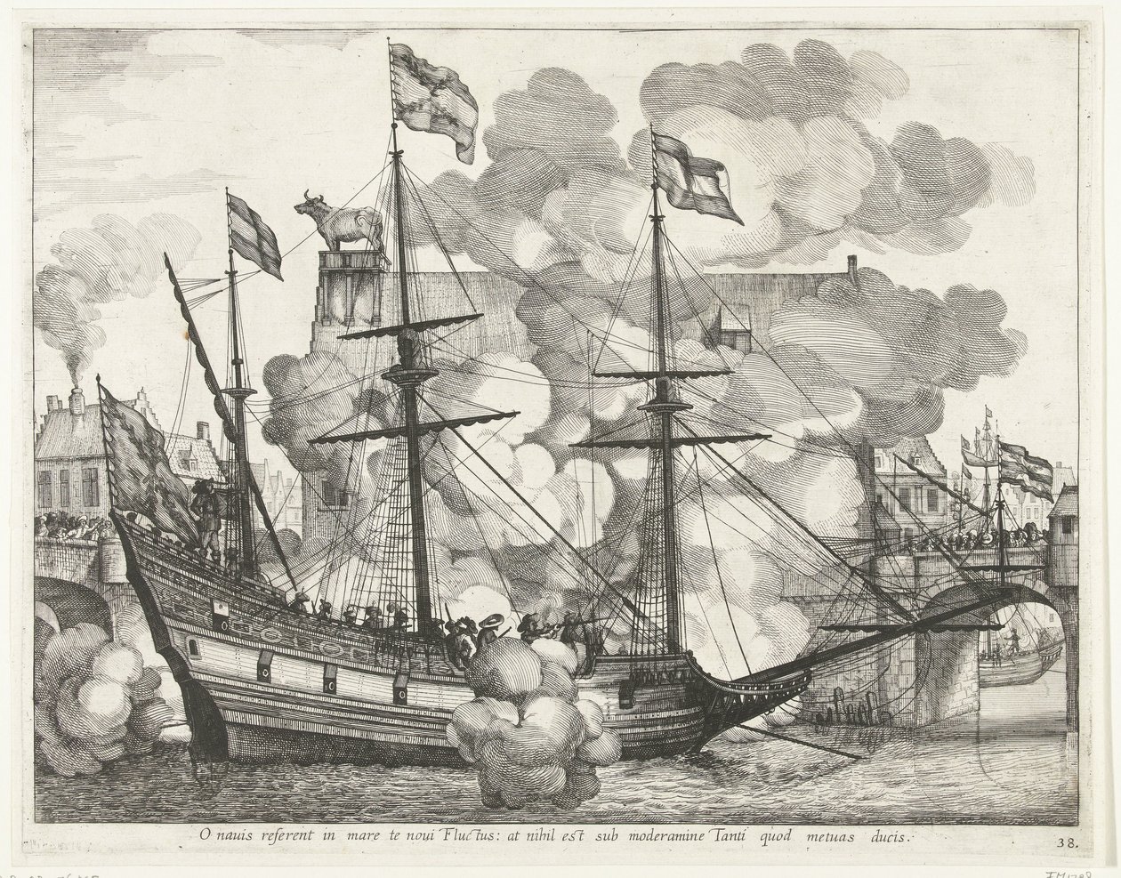 Zeilschip, naar rechts; intocht van Ferdinand te Gent v roce 1635 (č. 38) Ó loď, nové vlny tě zanesou do moře: ale není nic pod kontrolou toho, koho se bojíš vést (titul na předmětu) Triumfální loď ostatních námořníků od Anonymous
