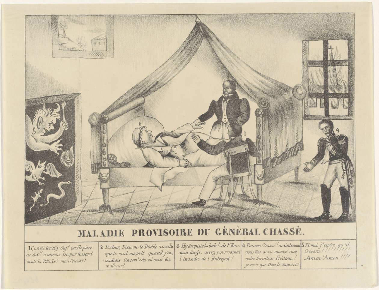 Ziekbed van generalaal Chassé, 1830 Dočasná nemoc generála Chassého (titul na objektu) od Anonymous