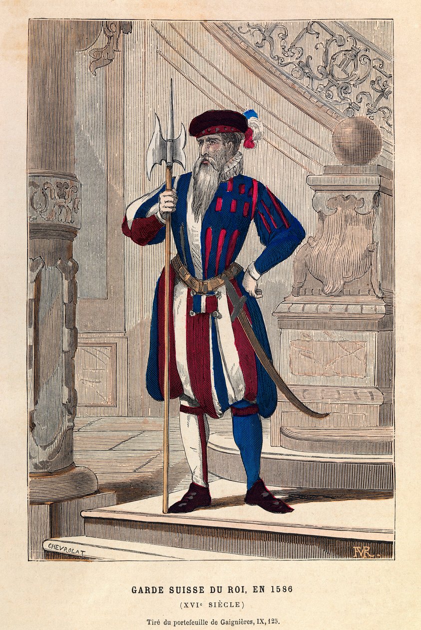 Švýcarská garda krále v roce 1586 (Henry III) - člen královské švýcarské gardy od Anonymous Anonymous