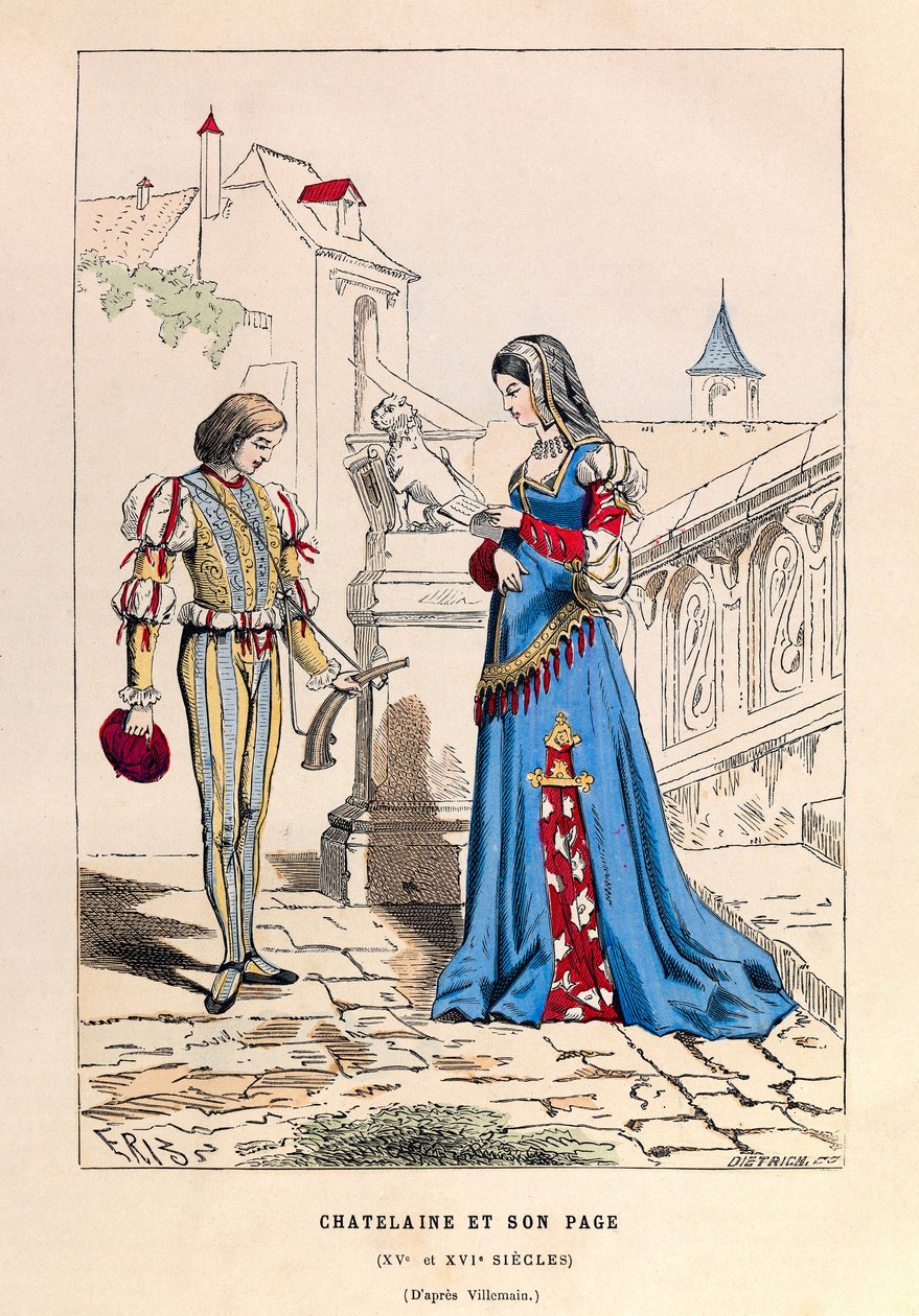 A chatelaine et son page au 15th century - Chatelaine and her page 15th Century - collection privee od Anonymous Anonymous