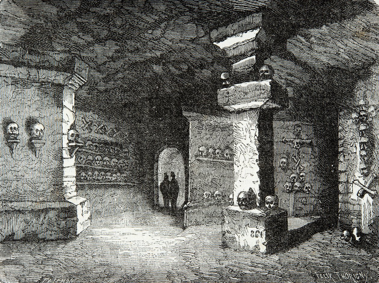 Galerie katakomb v Paříži v 19. století, Rytina, soukromá sbírka od Anonymous Anonymous