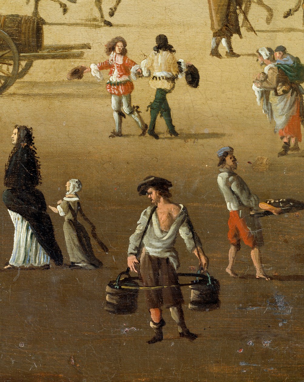Nosič vody zvedání dvou kbelíků na Pont Neuf v Paříži v 17. století Detail. Anonymní malování. Paříž, Musee Carnavalet od Anonymous Anonymous