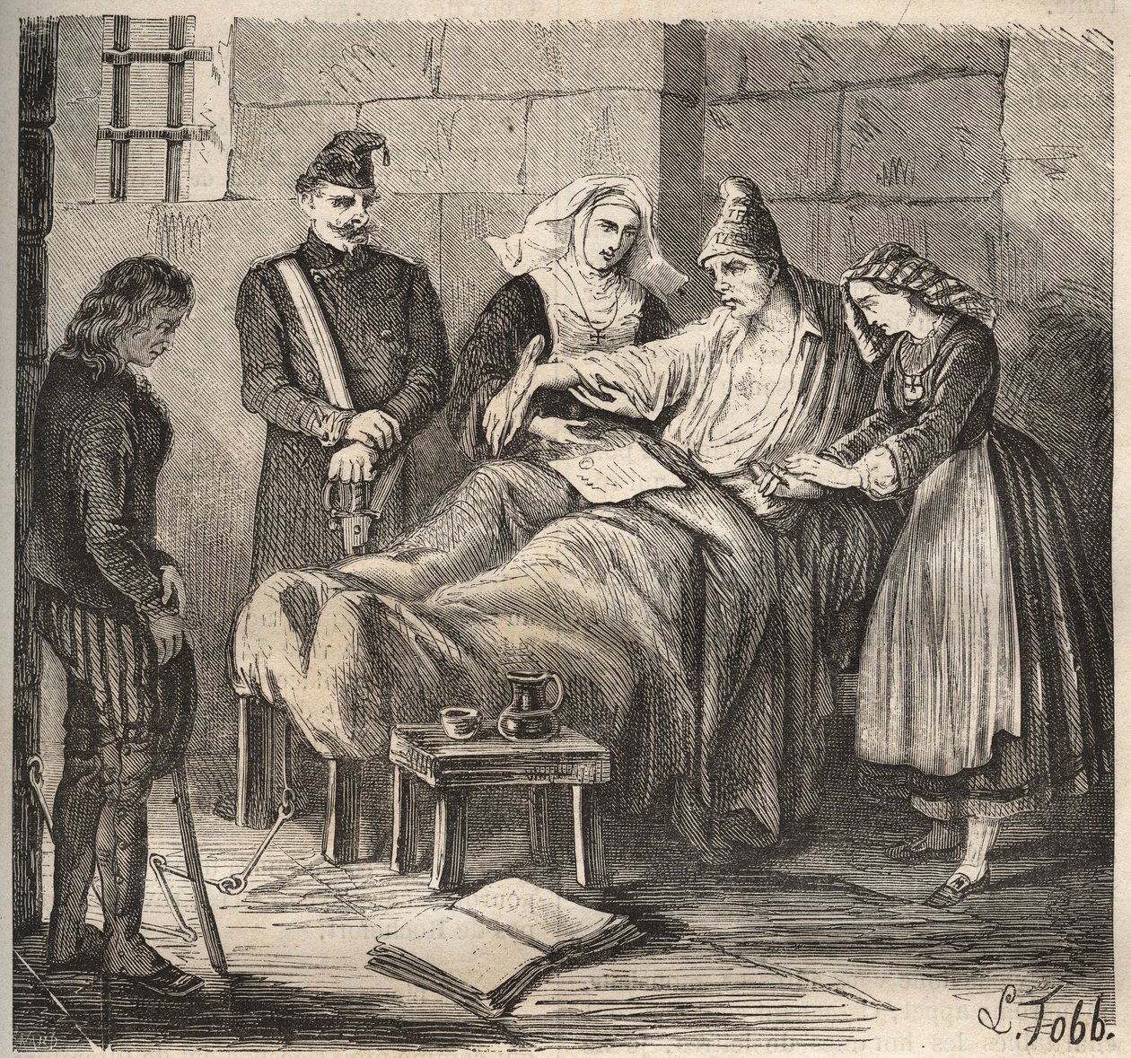Svatba v Rochefort bagne v 19. století. Rytina do „Historie trestanců od jejich vzniku až po současnost“ (1877) od Pierra Zacconeho (1817-1895) (Colonia Penale - Trestná kolonie). Soukromá sbírka. od Anonymous Anonymous