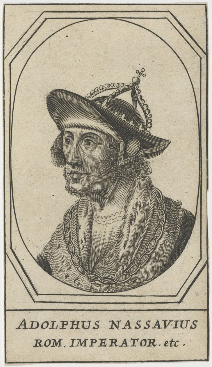 Adolphe de Nassau (1250-1298) – Adolf z Nassau, král Římanů, Anonym. Lept, rozměr: 10,8x6,2 od Anonymous Anonymous