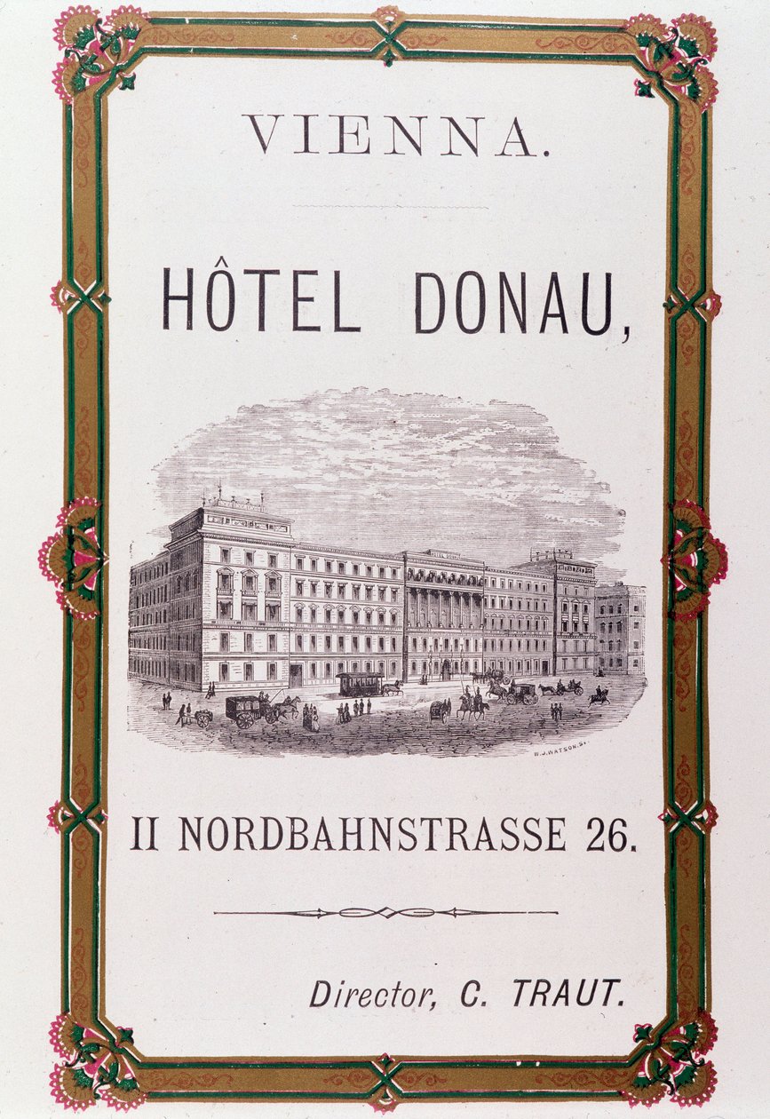 Reklamní plakát pro Hotel Donau ve Vídni. Rakousko 1874 Soukromá sbírka od Anonymous Anonymous