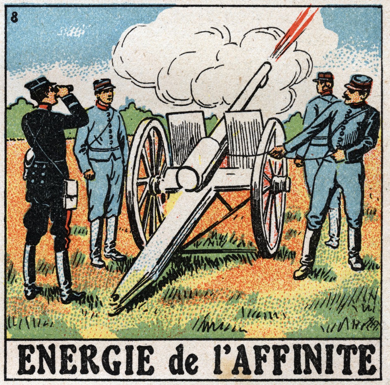 Afinitní energie: střelci střílející výbušniny. Anonymní ilustrace z roku 1925. Soukromá sbírka. od Anonymous Anonymous