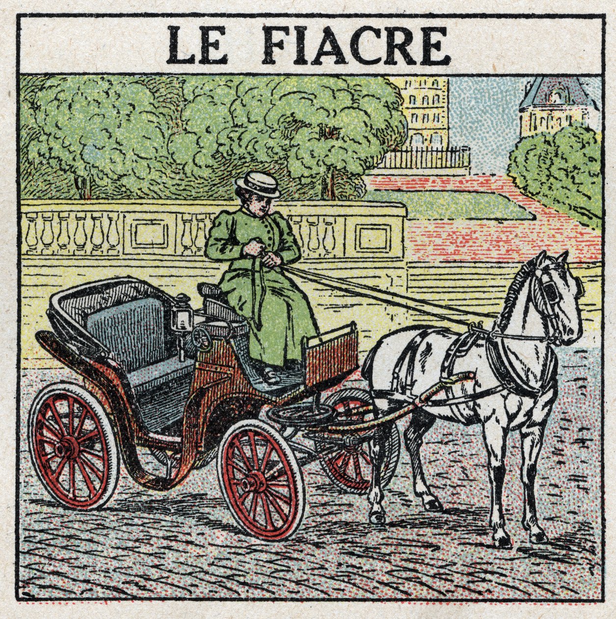 Zvířecí trakce: fiakr. Anonymní ilustrace z roku 1925. Soukromá sbírka. od Anonymous Anonymous