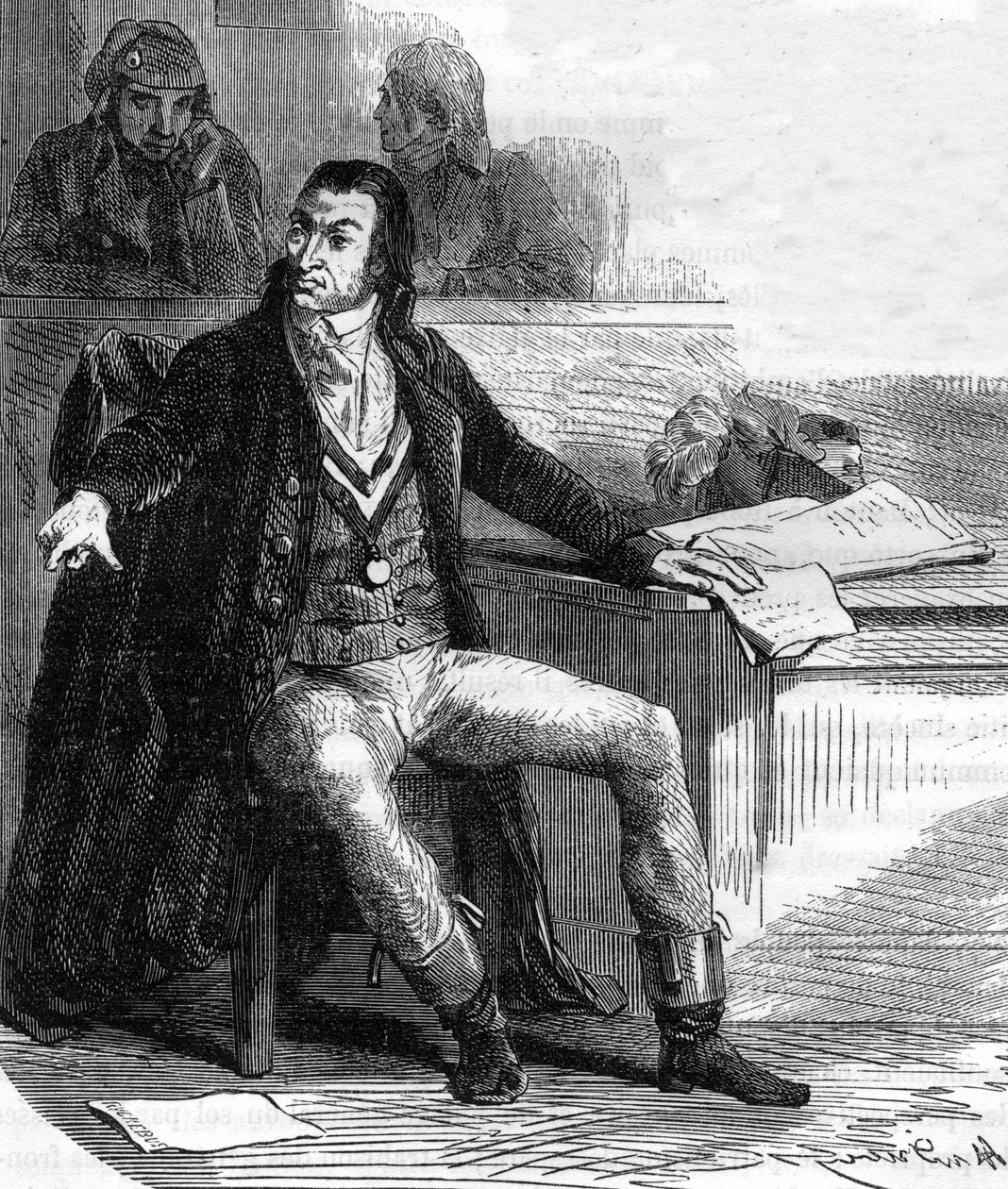 Antoine Quentin Fouquier de Tinville, dit Fouquier-Tinville (1746-1795), francouzský zákonodárce a revolucionář, veřejný žalobce revolučního tribunálu - Rytina v „Histoire des Girondins““ od Alphonse de Lamartine (1790-1869) 186865-186865-18 lepidlo od Anonymous Anonymous