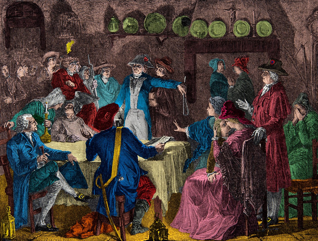 Zatčení krále Ludvíka XVI. a královské rodiny ve Varennes v roce 1791, rytina, soukromá sbírka od Anonymous Anonymous