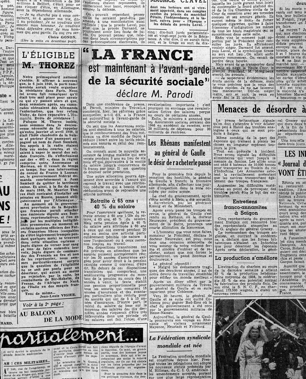 Článek o sociálním zabezpečení: „Francie je nyní v čele sociálního zabezpečení, říká pan Parodi“ 1945 od Anonymous Anonymous