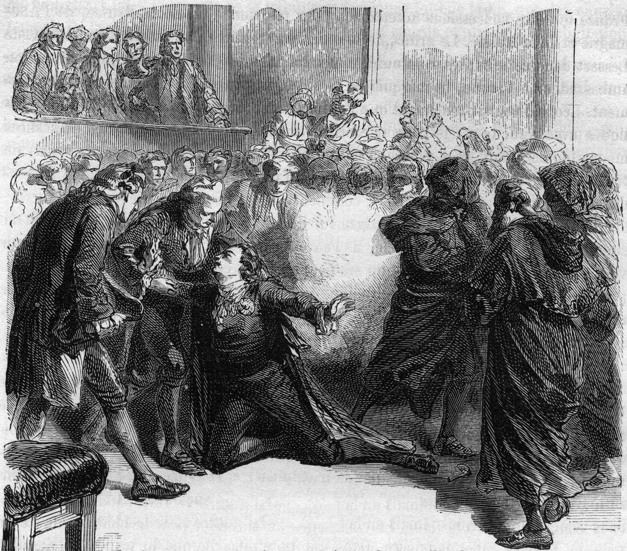 Atentát na Gustava III Švédska - Atentát na Gustava (Gustava) III (1746-1792) švédského krále během Maskovacího plesu Královské opery ve Stockholmu Jacobem Johanem Ankarstromem - Rytina do „Histoire des Girondins“ od Alphonse de Lamartine ( 1790- od Anonymous Anonymous
