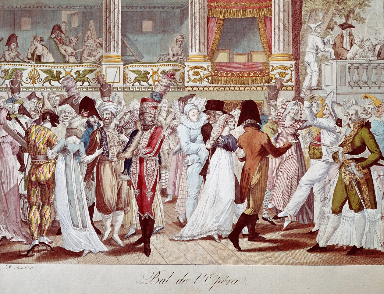 Plesová maska v pařížské opeře. Litografie Bosio. Paříž 19. století, Musee Carnavalet od Anonymous Anonymous