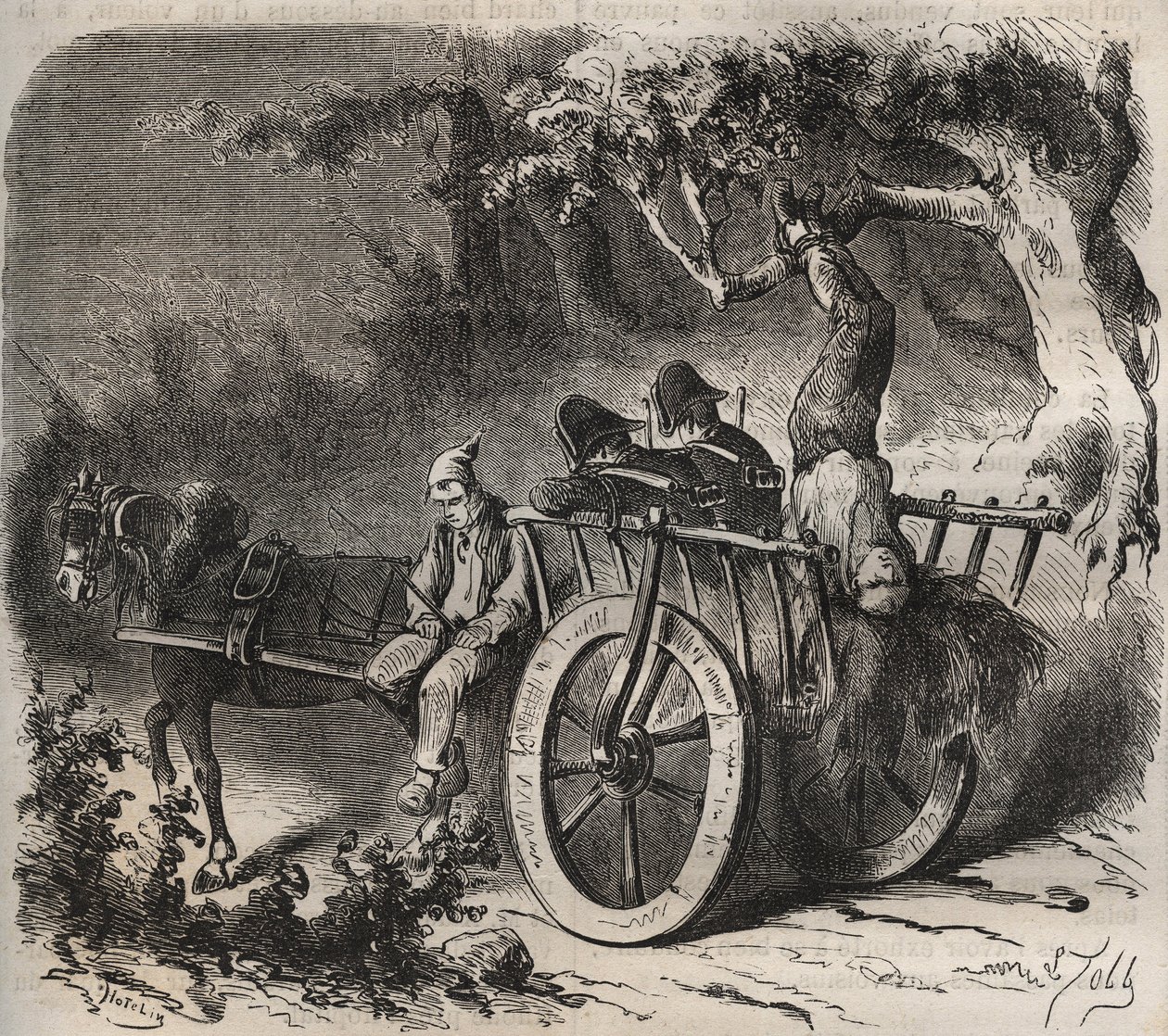 Odvážný útěk síly z Toulon Bagne v 19. století. Rytina do „Historie trestanců od jejich vzniku až po současnost“ (1877) od Pierra Zacconeho (1817-1895) (Colonia Penale - Trestná kolonie). Soukromá sbírka. od Anonymous Anonymous