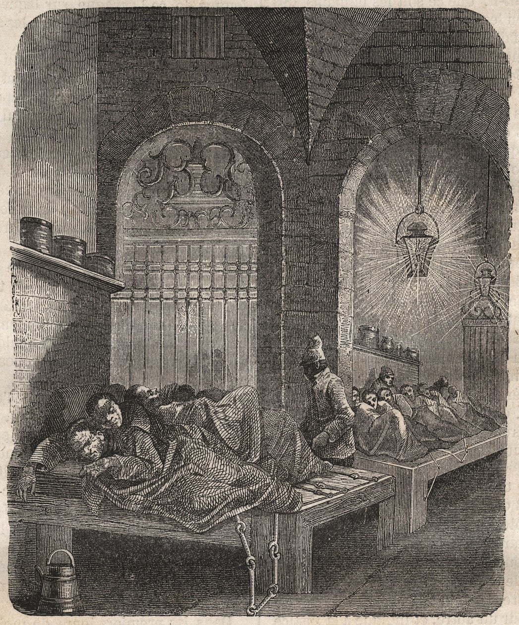 Brestská věznice v noci. Rytina do „Historie odsouzených od jejich vzniku až po současnost“ (1877) od Pierra Zaccone (1817-1895) (Colonia Penale - Trestná kolonie). Soukromá sbírka. od Anonymous Anonymous