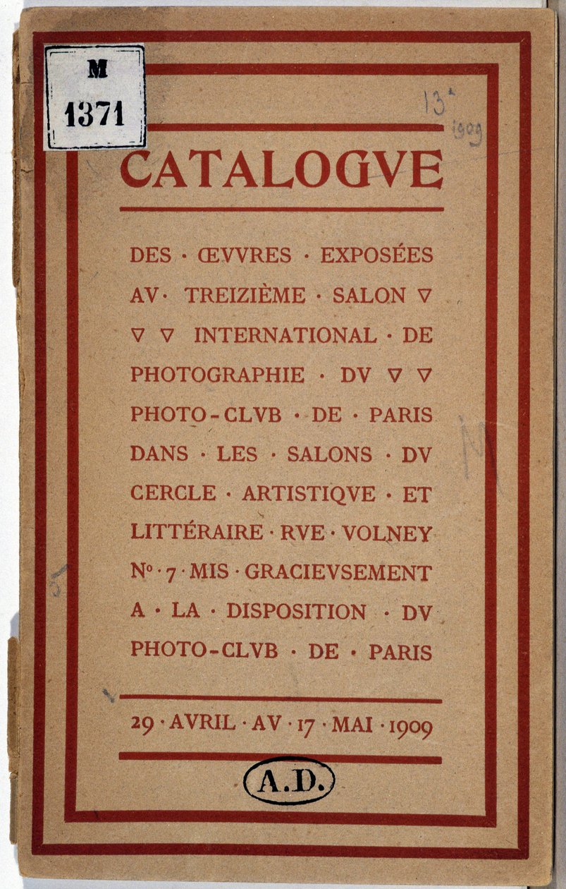 Katalog Mezinárodní výstavy fotografií pařížského fotoklubu od Anonymous Anonymous