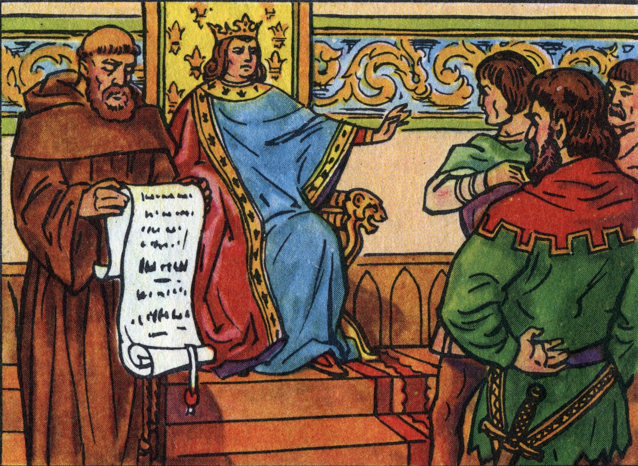 Karel IV. Bel (1294-1328) vnutil vrchnosti svou vůli. Anonymní ilustrace ve „Sbírce panovníků a hlav států Francie““. 20. století. Soukromá sbírka. od Anonymous Anonymous