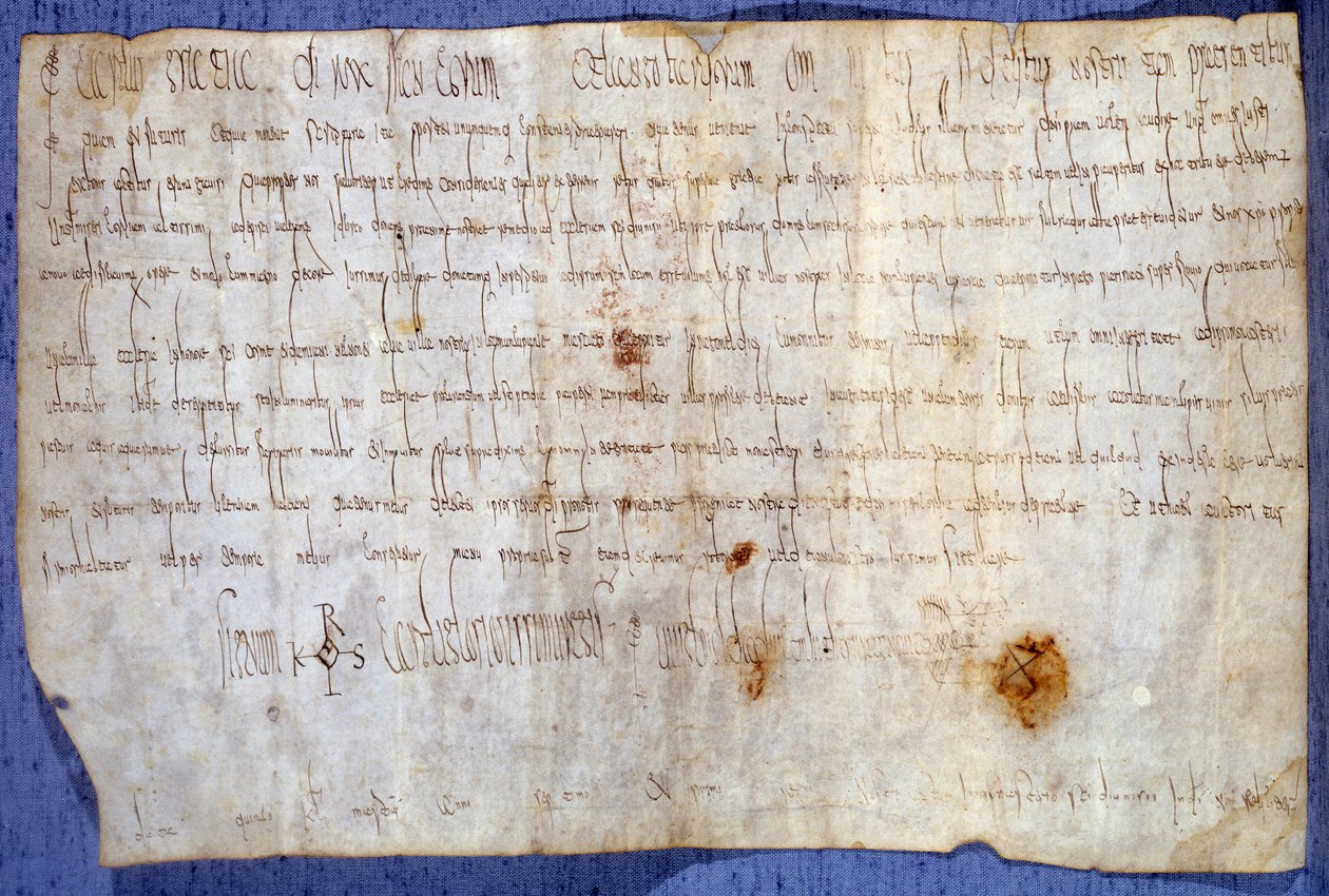 Listina krále Karla Velikého (Karel I., Karel Veliký nebo Carolus Magnus) (742-814) osvobozující opatství Saint Germain des Pres od daně dne 27. 3. 779. Paříž, Národní archiv od Anonymous Anonymous