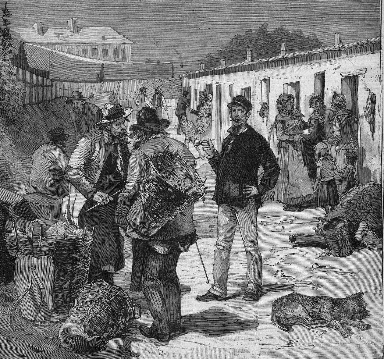 Město hadrů v Clichy, Paříž. Rytina do „“Malý Pařížan““ dne 7.8.1892. Soukromá sbírka od Anonymous Anonymous