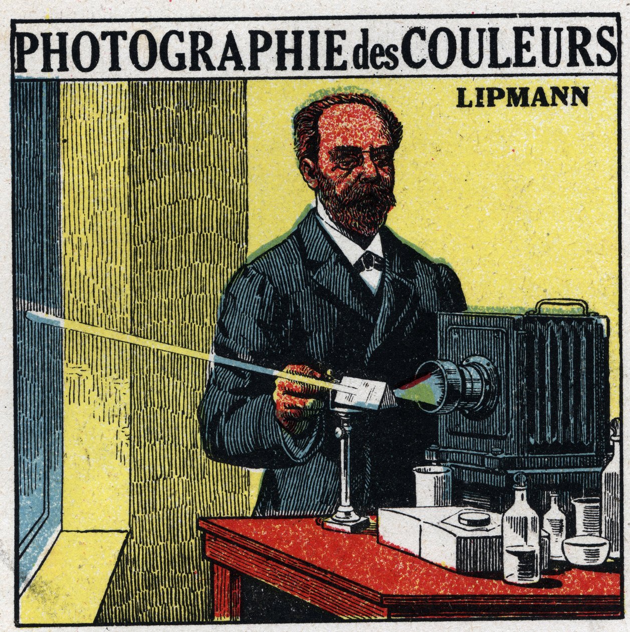 Barevná fotografie: postup vynalezený Gabrielem Lippmannem (1845-1921) v roce 1891. Anonymní ilustrace z roku 1925. Soukromá sbírka. od Anonymous Anonymous